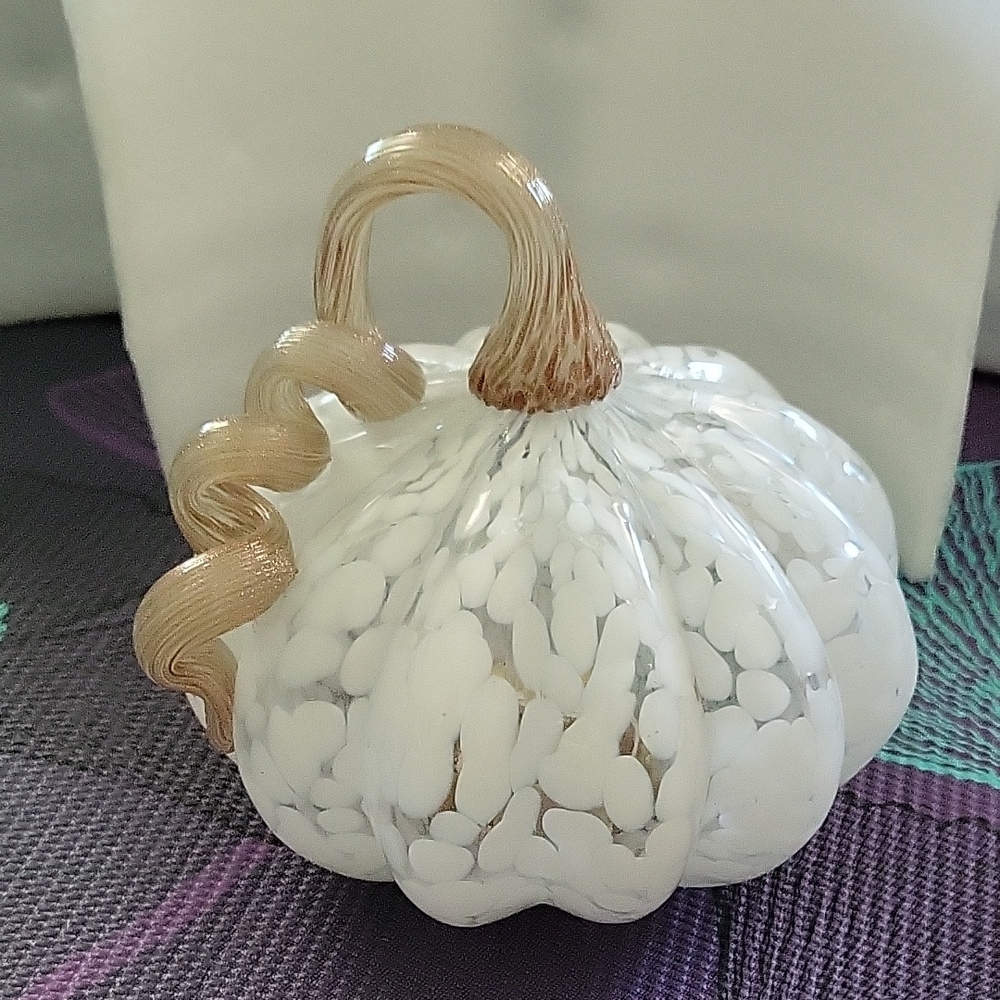 Pier 1 White and Gold Glass Pumpkin